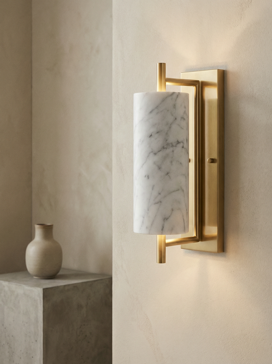 Modern Brass & Marble Sconce - Wall Sconce