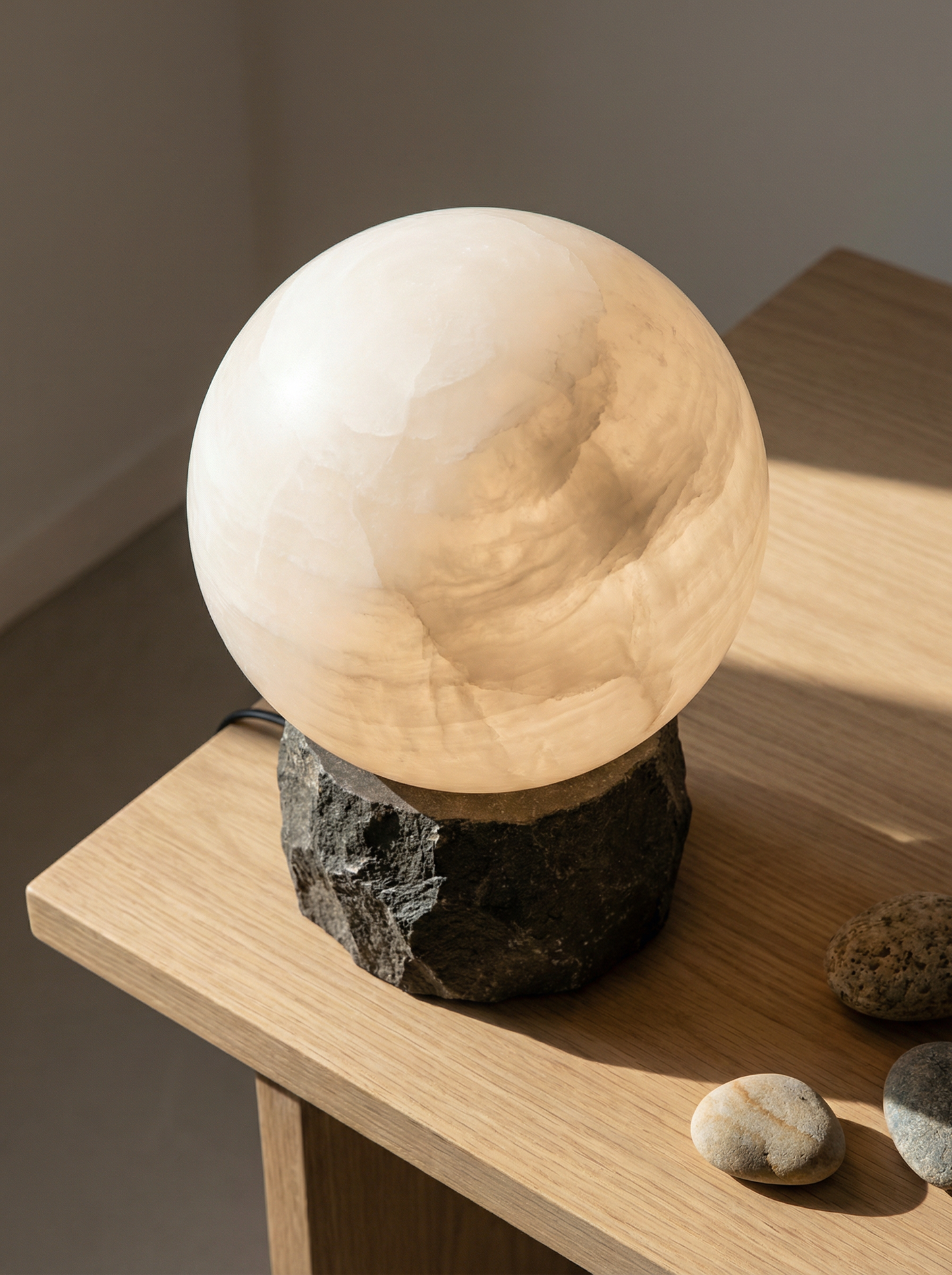 The Alabaster Orb - Rechargeable Natural Alabaster Table Lamp