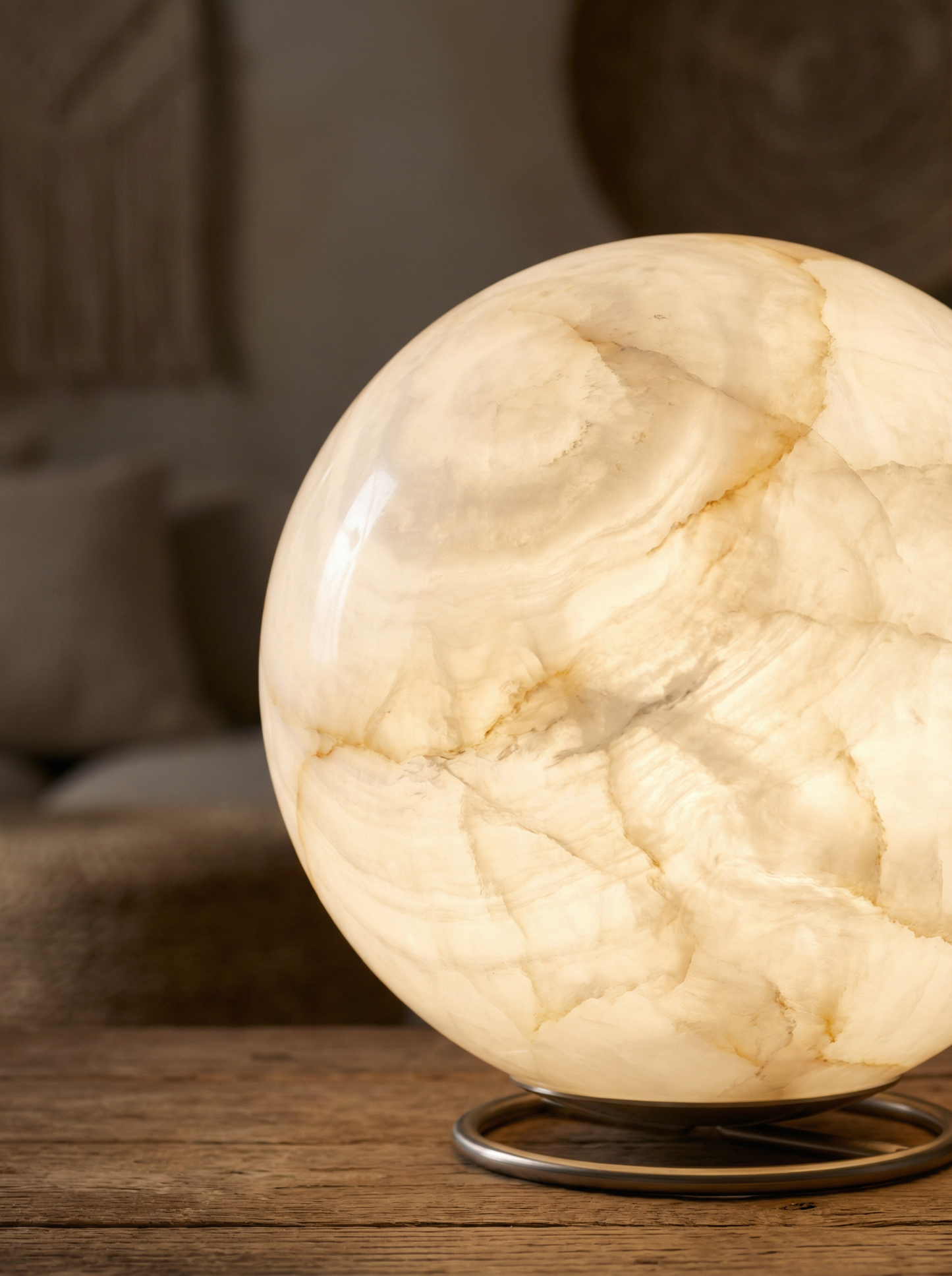 The Alabaster Orb - Rechargeable Natural Alabaster Table Lamp