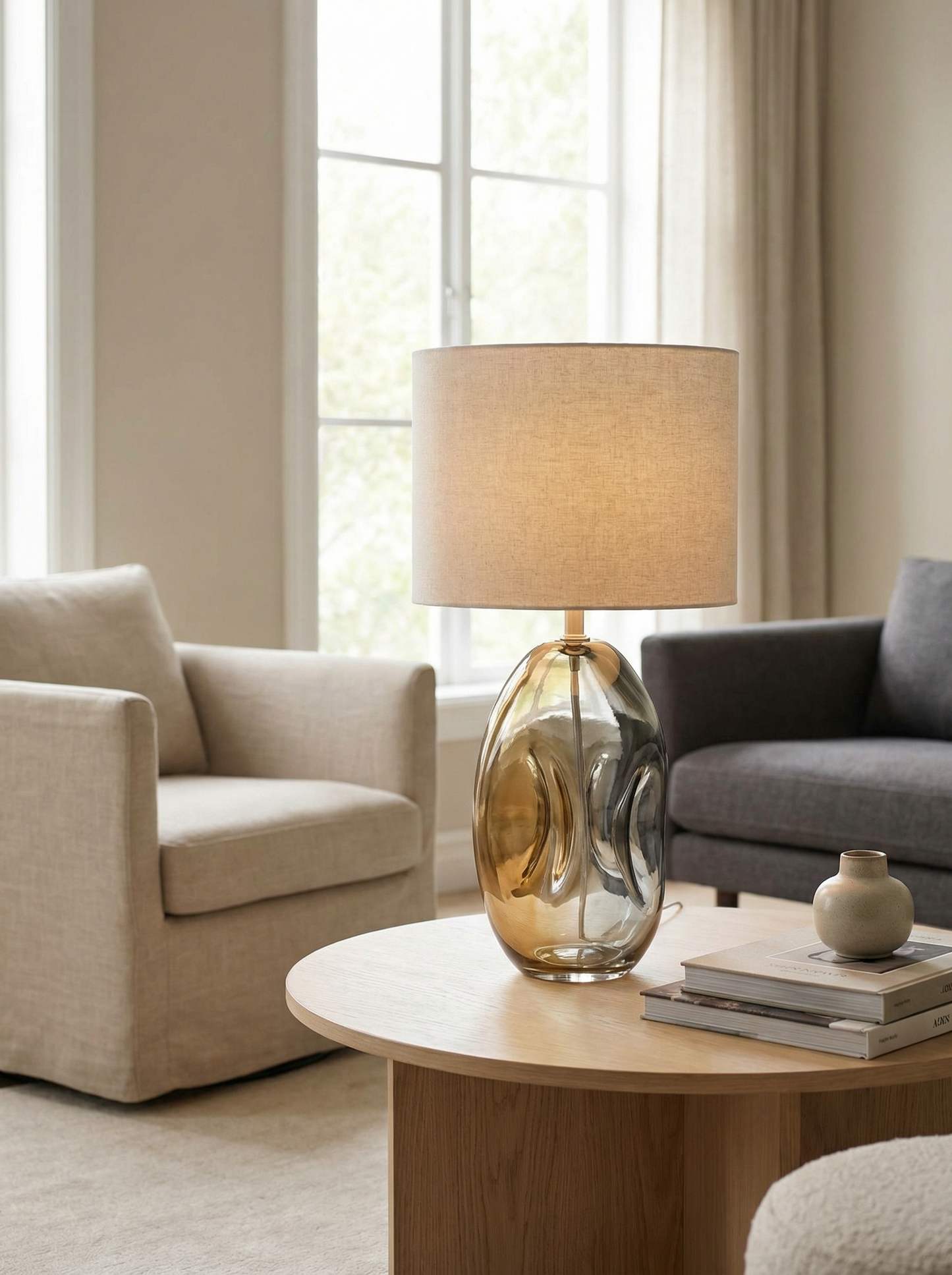 Abstract Glass Table Lamp - Hand-Blown Glass Table Lamp