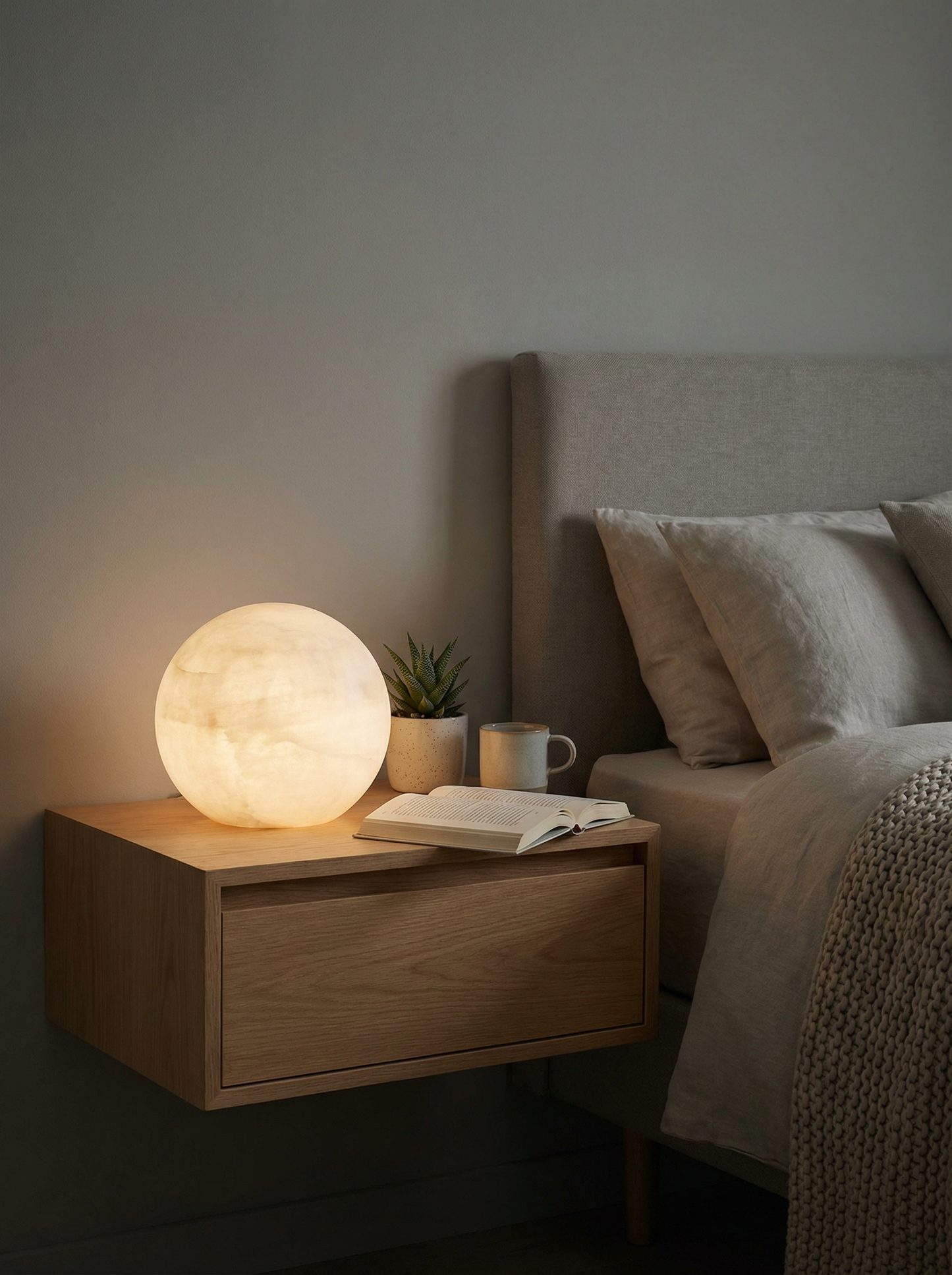 The Alabaster Orb - Rechargeable Natural Alabaster Table Lamp