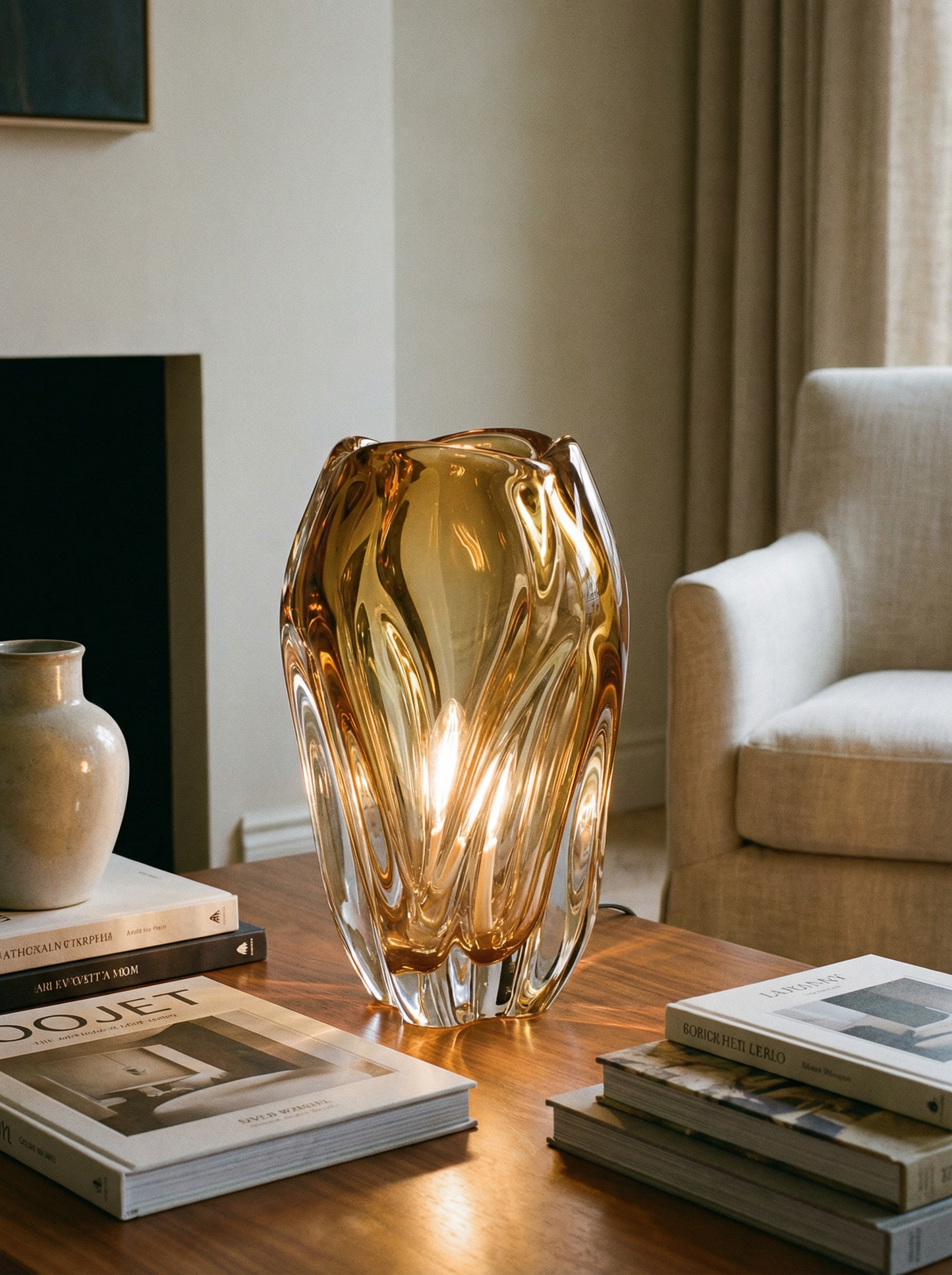Abstract Glass Table Lamp - Hand-Blown Glass Table Lamp